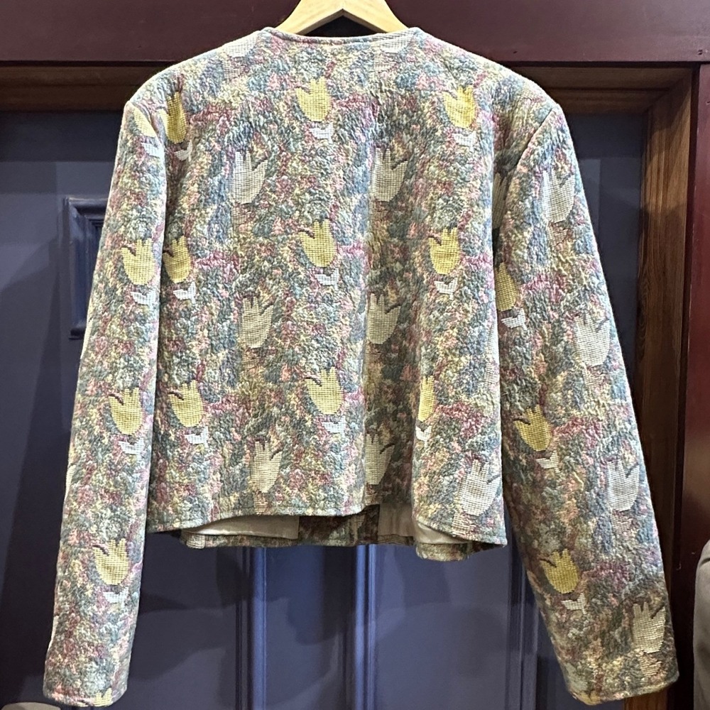 Painted Pony Vintage 90s Tulip Tapestry Jacket Large Made in USA Floral Woven - Picture 4 of 6